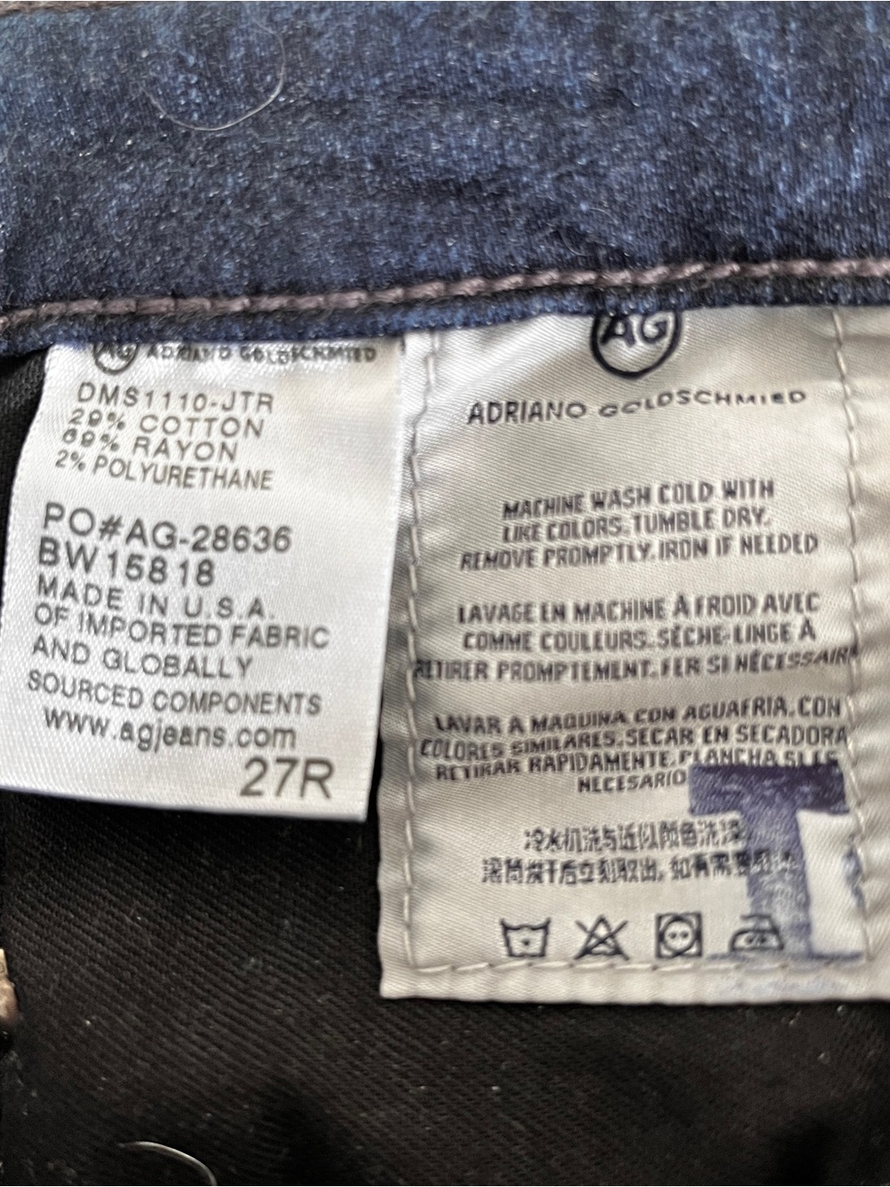 AG Adriano Goldschmied The Stilt Cigarette Leg Dark Wash Jeans size 27 - Picture 6 of 9
